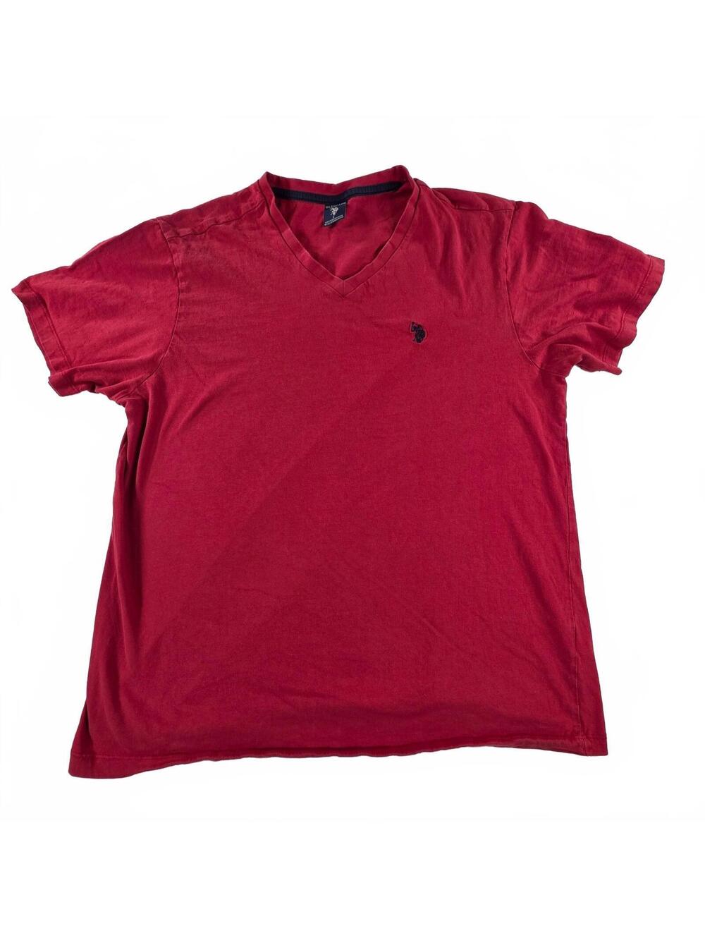 U.S. Polo Assn. Men's Large Red V-Neck Cotton T-Shirt Casual Classic